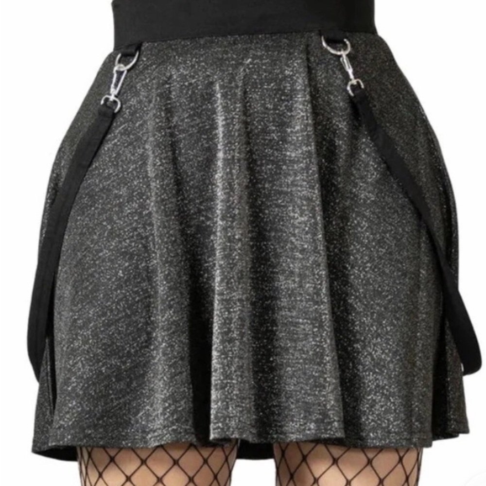 Killstar Silver Glitter Skater Skirt NWT Sz medium Goth